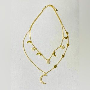 DOUBLE NECKLACES “ MOON AND STAR “